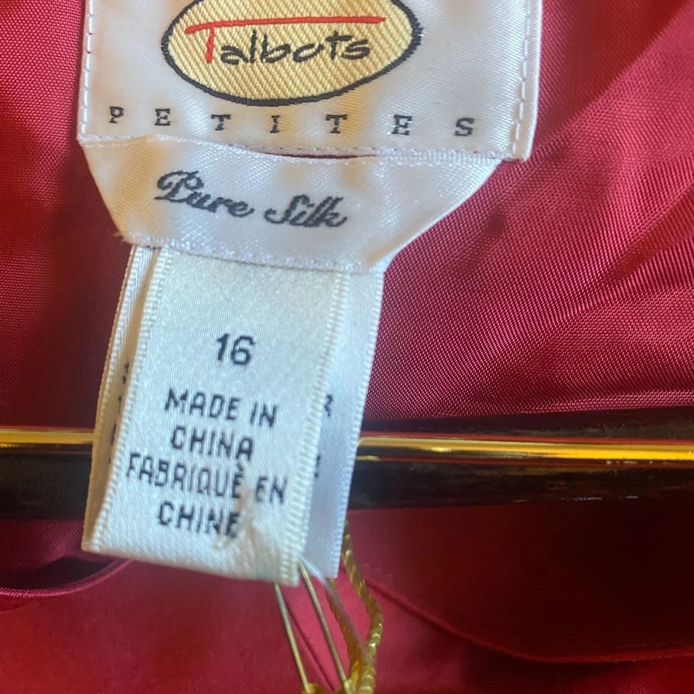 Talbots Petite nwt red pure silk blazer 2 pcs set size 16 - Picture 5 of 5